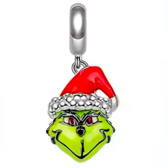 Grinch Jewelry - Authentic Sterling Silver S925 Grinch Santa Christmas Dangle Charm Fits Pandora